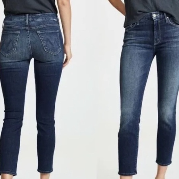 MOTHER JEANS Women’s 26 The Looker Crop Slim Straight Dark Blue Wash Min Rise - Picture 1 of 15